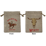 Western Ranch Medium Burlap Gift Bag - Front & Back (Personalized)