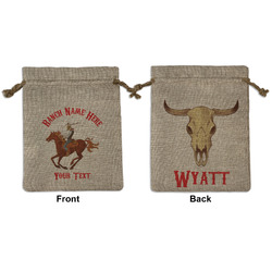 Western Ranch Medium Burlap Gift Bag - Front & Back (Personalized)