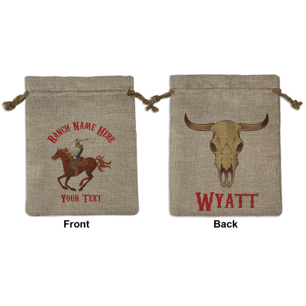 Custom Western Ranch Medium Burlap Gift Bag - Front & Back (Personalized)