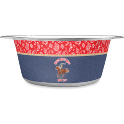 Western Ranch Stainless Steel Dog Bowl - Large (Personalized)
