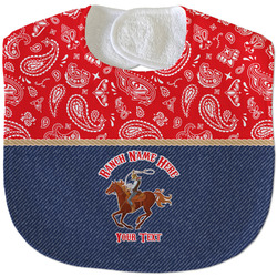 Western Ranch Velour Baby Bib w/ Name or Text