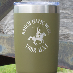 Western Ranch 20 oz Stainless Steel Tumbler - Olive - Double Sided (Personalized)