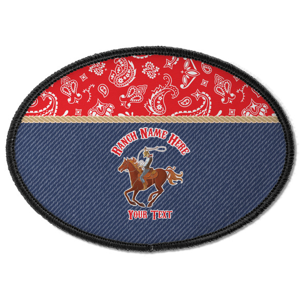 Custom Western Ranch Iron On Oval Patch w/ Name or Text