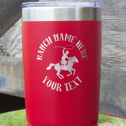 Western Ranch 20 oz Stainless Steel Tumbler - Red - Double Sided (Personalized)