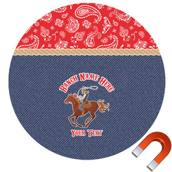 Western Ranch Round Car Magnet - 6" (Personalized)
