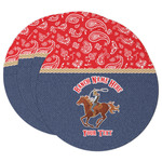 Western Ranch Round Paper Coasters w/ Name or Text