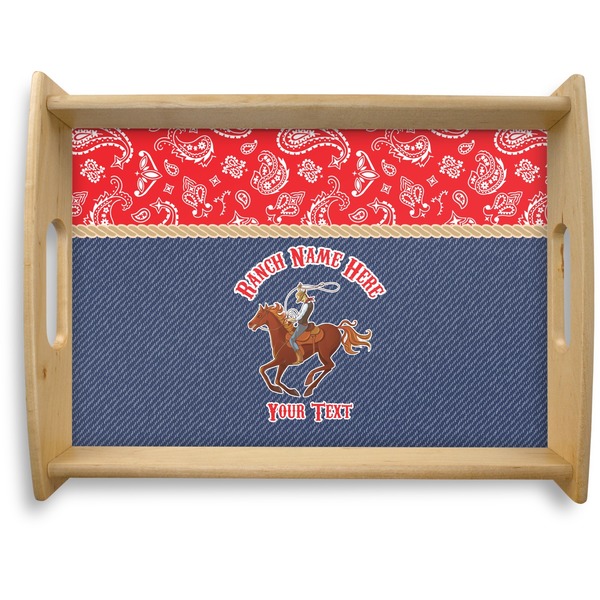 Custom Western Ranch Natural Wooden Tray - Large (Personalized)