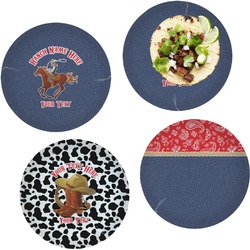 Western Ranch Set of 4 Glass Lunch / Dinner Plate 10" (Personalized)