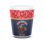 Western Ranch Ceramic Shot Glass - 1.5 oz - White - Set of 4 (Personalized)