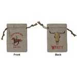 Western Ranch Small Burlap Gift Bag - Front & Back (Personalized)