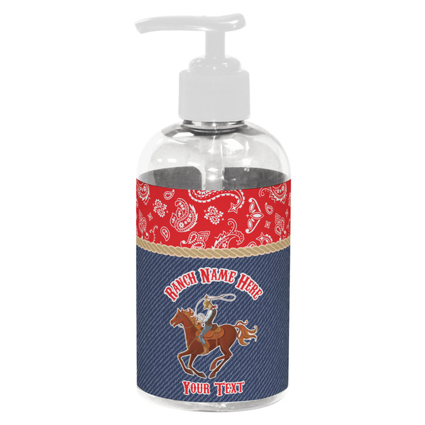 Custom Western Ranch Plastic Soap / Lotion Dispenser (8 oz - Small - White) (Personalized)