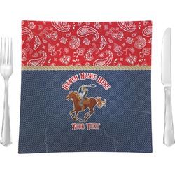 Western Ranch Glass Square Lunch / Dinner Plate 9.5" (Personalized)