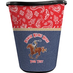Western Ranch Waste Basket - Double Sided (Black) (Personalized)