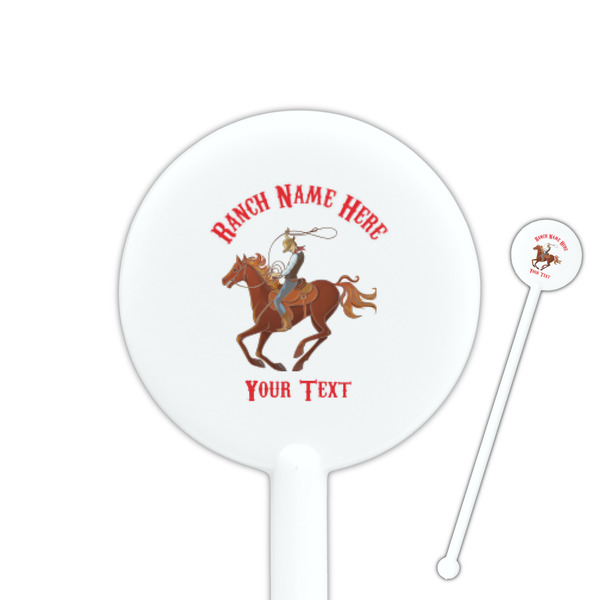 Custom Western Ranch 5.5" Round Plastic Stir Sticks - White - Double Sided (Personalized)