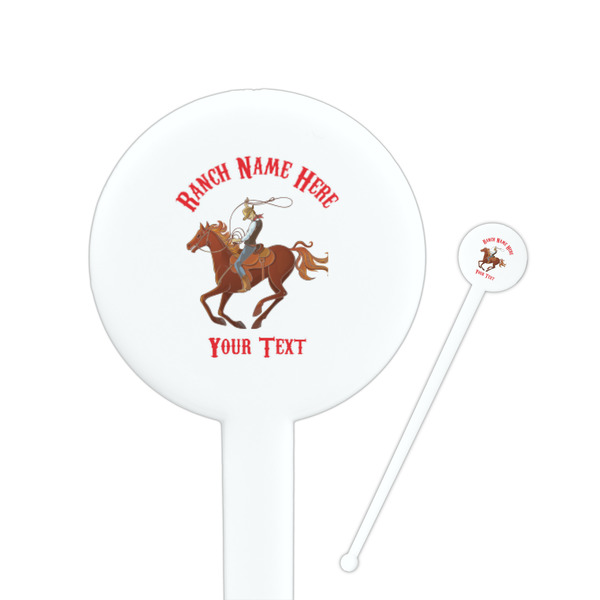 Custom Western Ranch 7" Round Plastic Stir Sticks - White - Double Sided (Personalized)