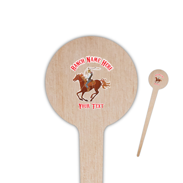 Custom Western Ranch 4" Round Wooden Food Picks - Single Sided (Personalized)