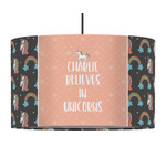 Unicorns 12" Drum Pendant Lamp - Fabric (Personalized)