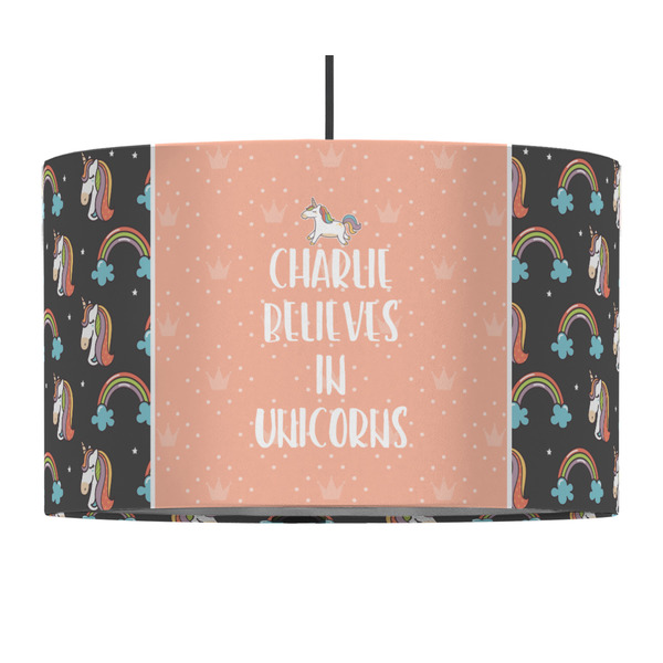 Custom Unicorns 12" Drum Pendant Lamp - Fabric (Personalized)