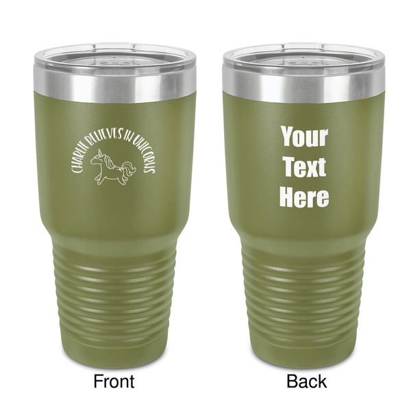 Custom Unicorns 30 oz Stainless Steel Tumbler - Olive - Double-Sided (Personalized)