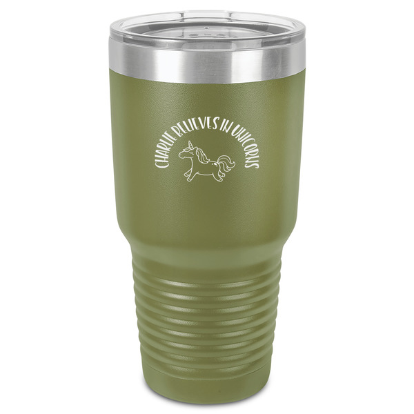 Custom Unicorns 30 oz Stainless Steel Tumbler - Olive - Single-Sided (Personalized)