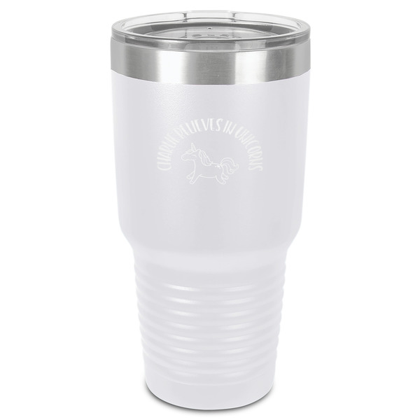 Custom Unicorns 30 oz Stainless Steel Tumbler - White - Single-Sided (Personalized)