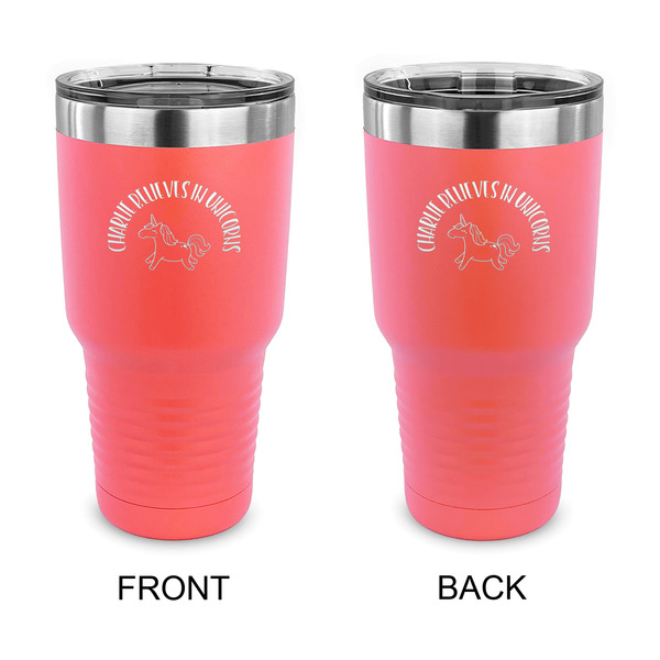 Custom Unicorns 30 oz Stainless Steel Tumbler - Coral - Double Sided (Personalized)