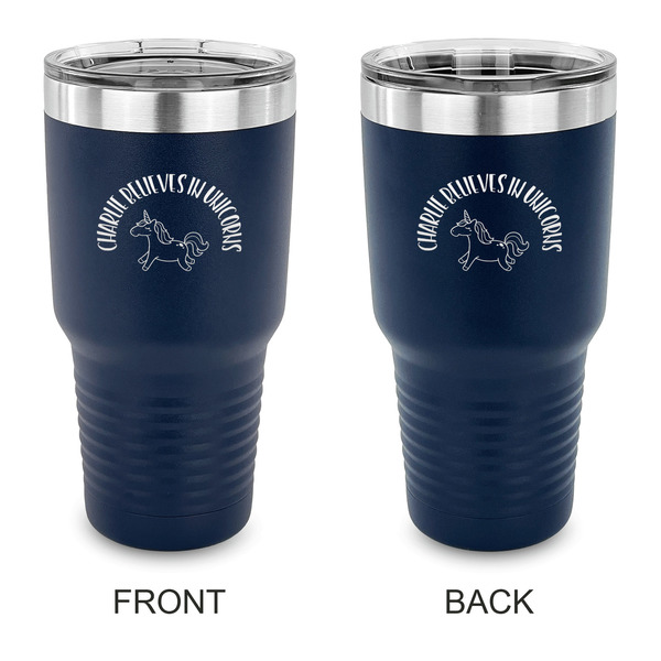 Custom Unicorns 30 oz Stainless Steel Tumbler - Navy - Double Sided (Personalized)