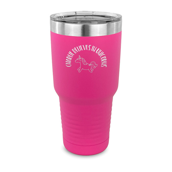 Custom Unicorns 30 oz Stainless Steel Tumbler - Pink - Single Sided (Personalized)