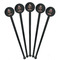 Unicorns Black Plastic 7" Stir Stick - Round - Fan View