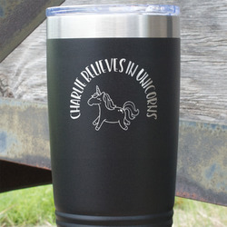 Unicorns 20 oz Stainless Steel Tumbler - Black - Double Sided (Personalized)