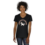 Unicorns Women's V-Neck T-Shirt - Black - Large (Personalized)