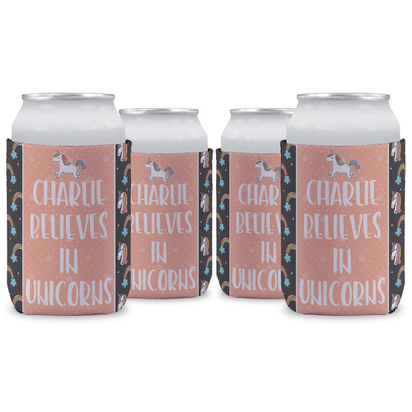 Custom Unicorns Can Cooler (12 oz) - Set of 4 w/ Name or Text