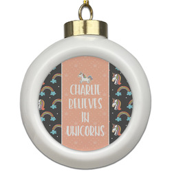 Unicorns Ceramic Ball Ornament (Personalized)