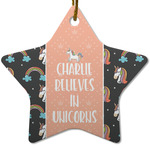 Unicorns Star Ceramic Ornament w/ Name or Text