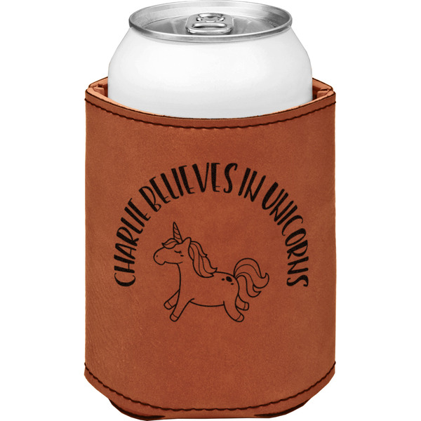 Custom Unicorns Leatherette Can Sleeve - Single Sided (Personalized)