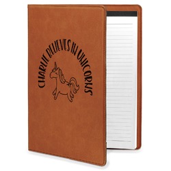 Unicorns Leatherette Portfolio with Notepad - Large - Single Sided (Personalized)
