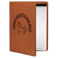Unicorns Leatherette Portfolio with Notepad - Small - Double Sided (Personalized)