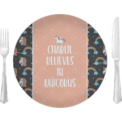 Unicorns Glass Lunch / Dinner Plate 10" (Personalized)