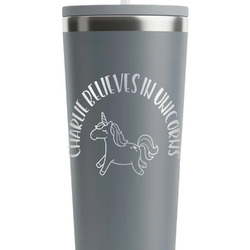 Unicorns RTIC Everyday Tumbler with Straw - 28oz - Grey - Double-Sided (Personalized)