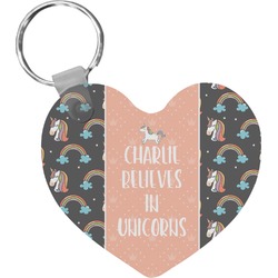 Unicorns Heart Plastic Keychain w/ Name or Text