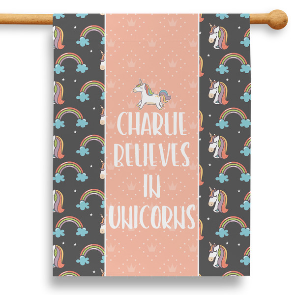 Custom Unicorns 28" House Flag (Personalized)