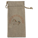 Unicorns Large Burlap Gift Bag - Front (Personalized)