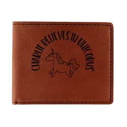 Unicorns Leatherette Bifold Wallet - Double Sided (Personalized)