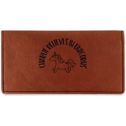 Unicorns Leatherette Checkbook Holder - Double Sided (Personalized)