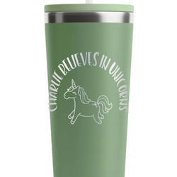 Unicorns RTIC Everyday Tumbler with Straw - 28oz - Light Green - Double-Sided (Personalized)