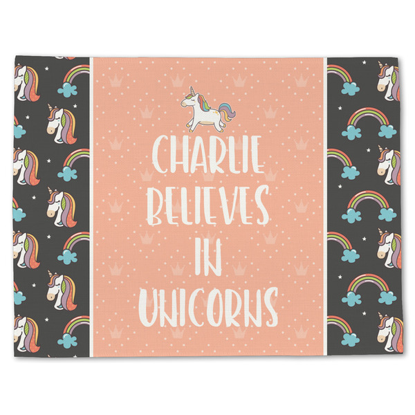 Custom Unicorns Single-Sided Linen Placemat - Single w/ Name or Text