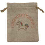 Unicorns Medium Burlap Gift Bag - Front (Personalized)