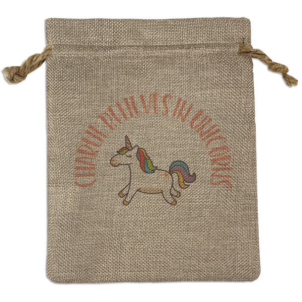 Custom Unicorns Burlap Gift Bag (Personalized)