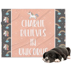 Unicorns Dog Blanket - Large (Personalized)