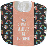 Unicorns Velour Baby Bib w/ Name or Text